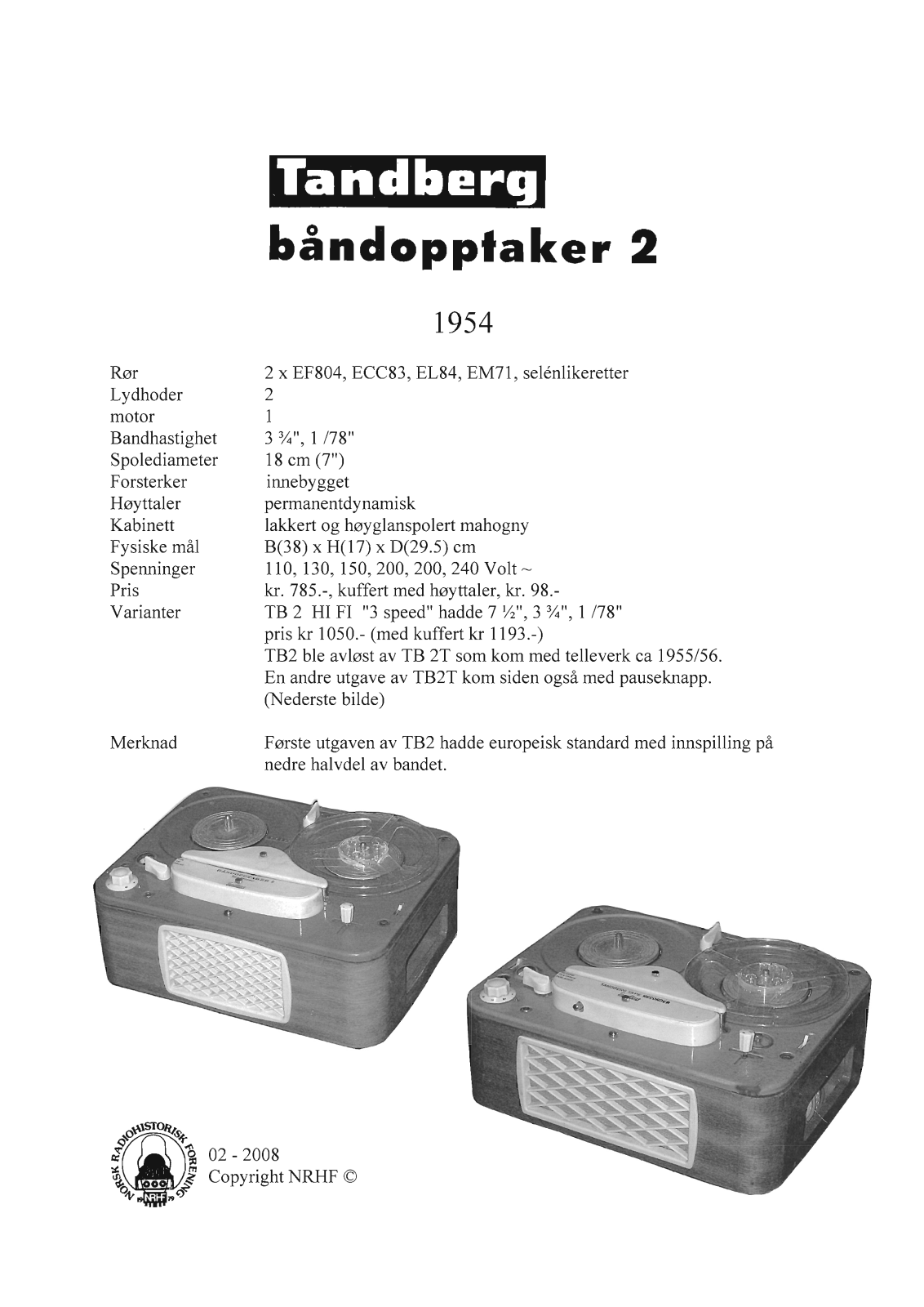 Tandberg TB-2 Schematic