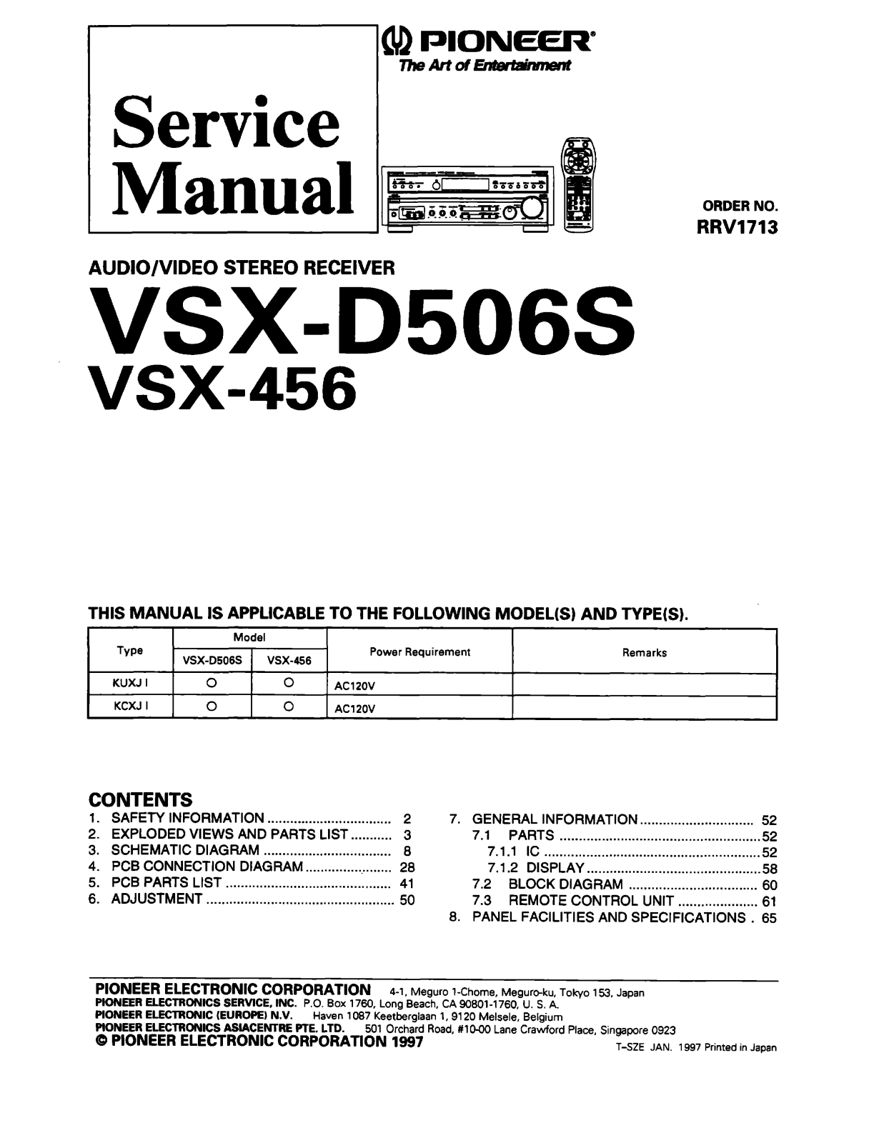 Pioneer VSX-456, VSXD-506-S Service manual