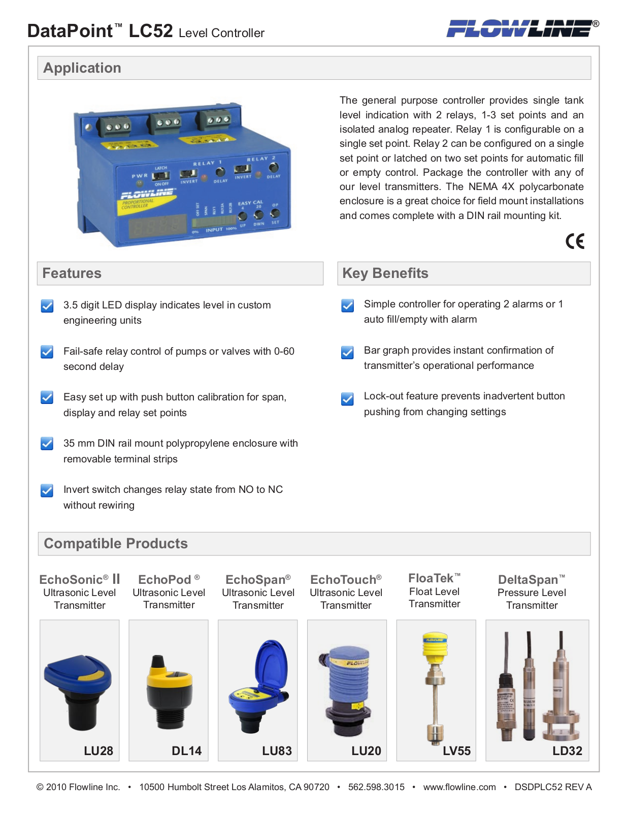 Flowline LC52 Specifications