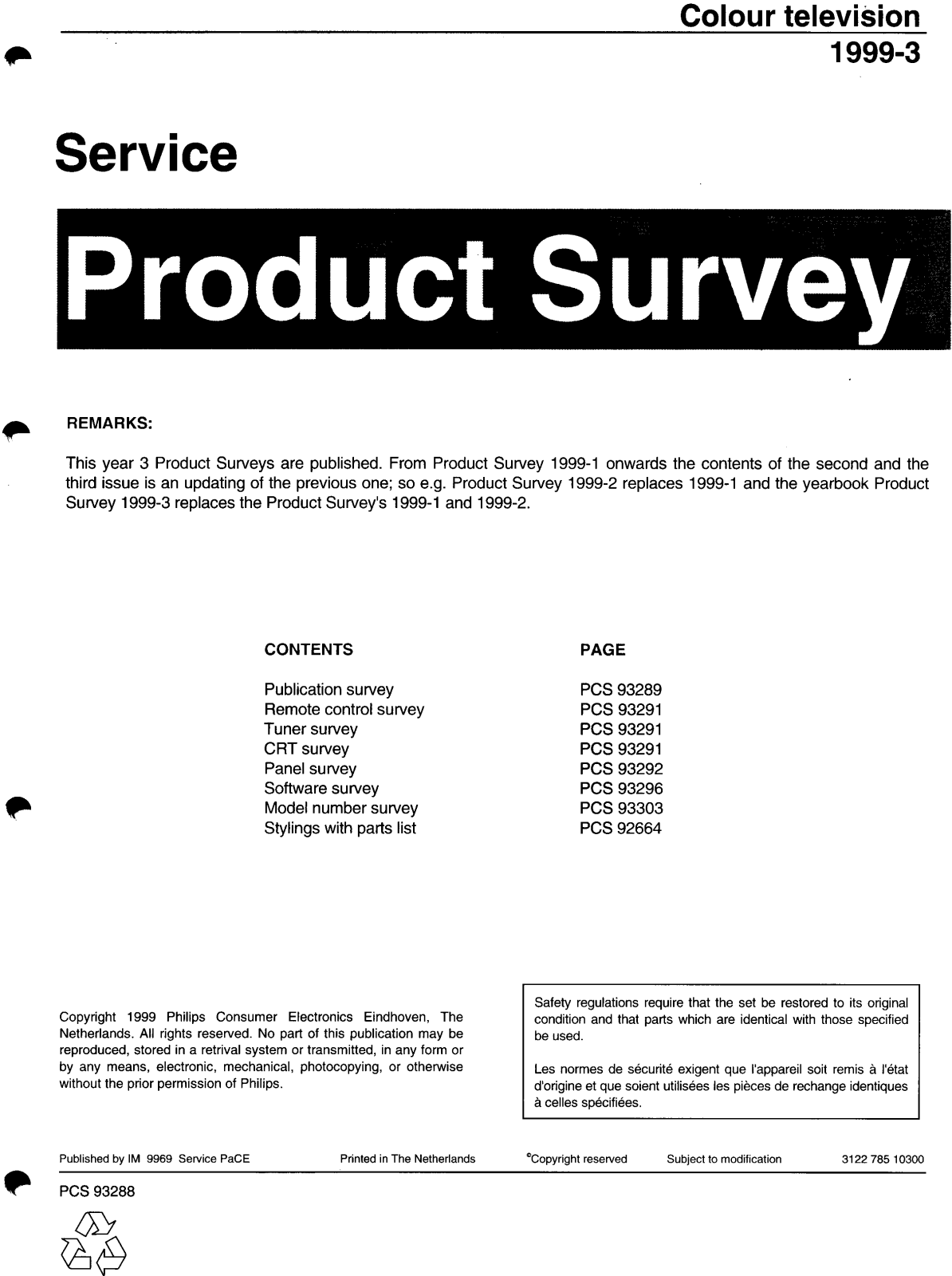 Philips CTV PS03-99, PS 1999-03 Service Manual