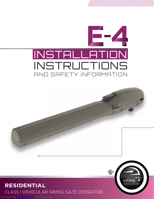 Viking Access Systems E4 Installation Instructions And Safety Information