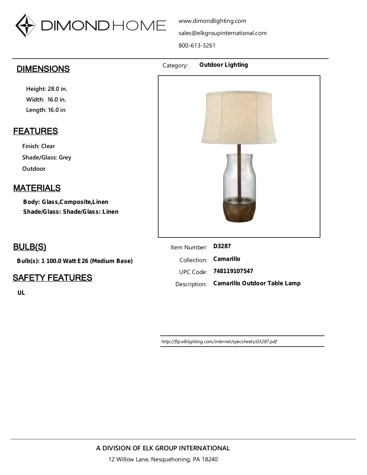 ELK Home D3287 User Manual