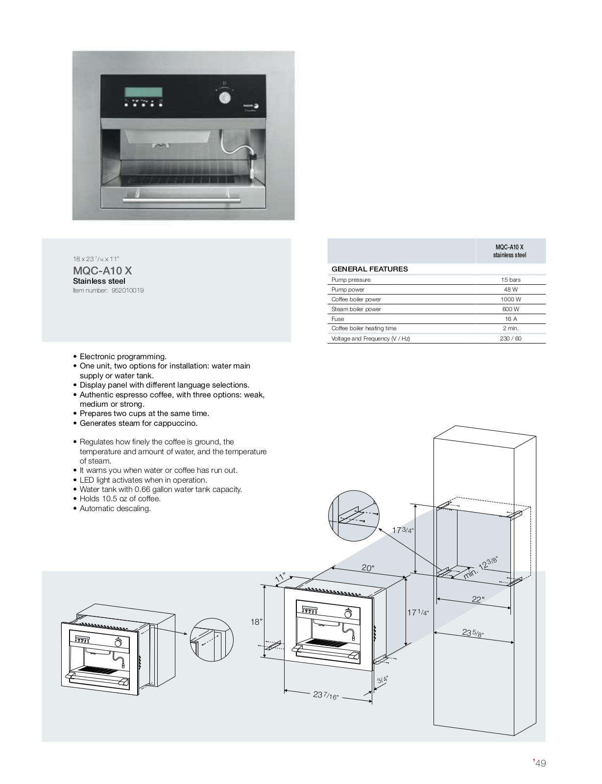 Fagor MQC-A10X DATASHEET