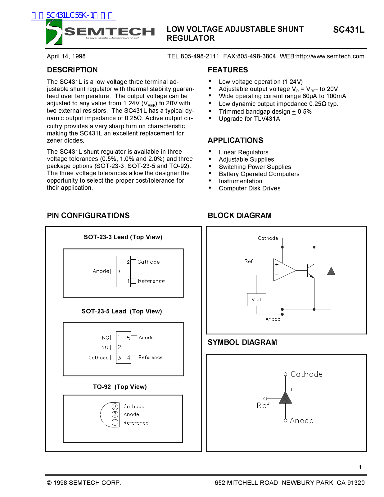 Datasheet SC431L Datasheet (SEMTECH) - ManualMachine.com