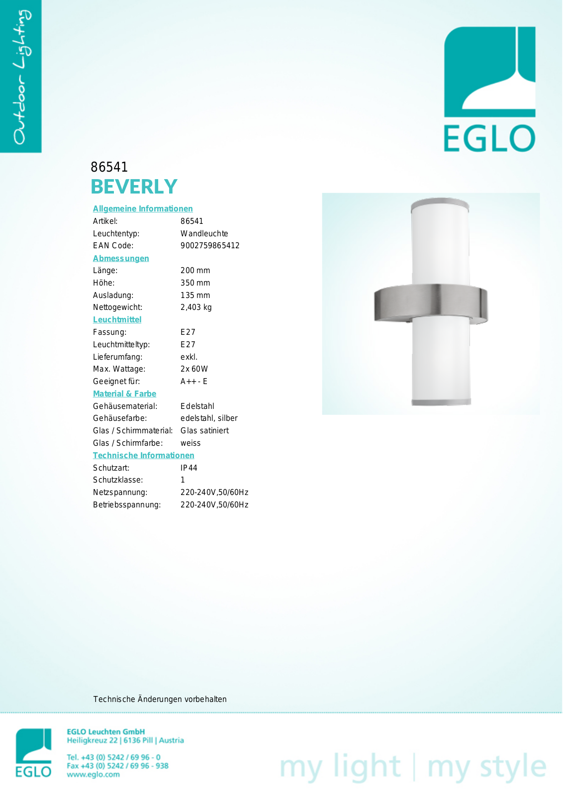 Eglo 86541 Service Manual