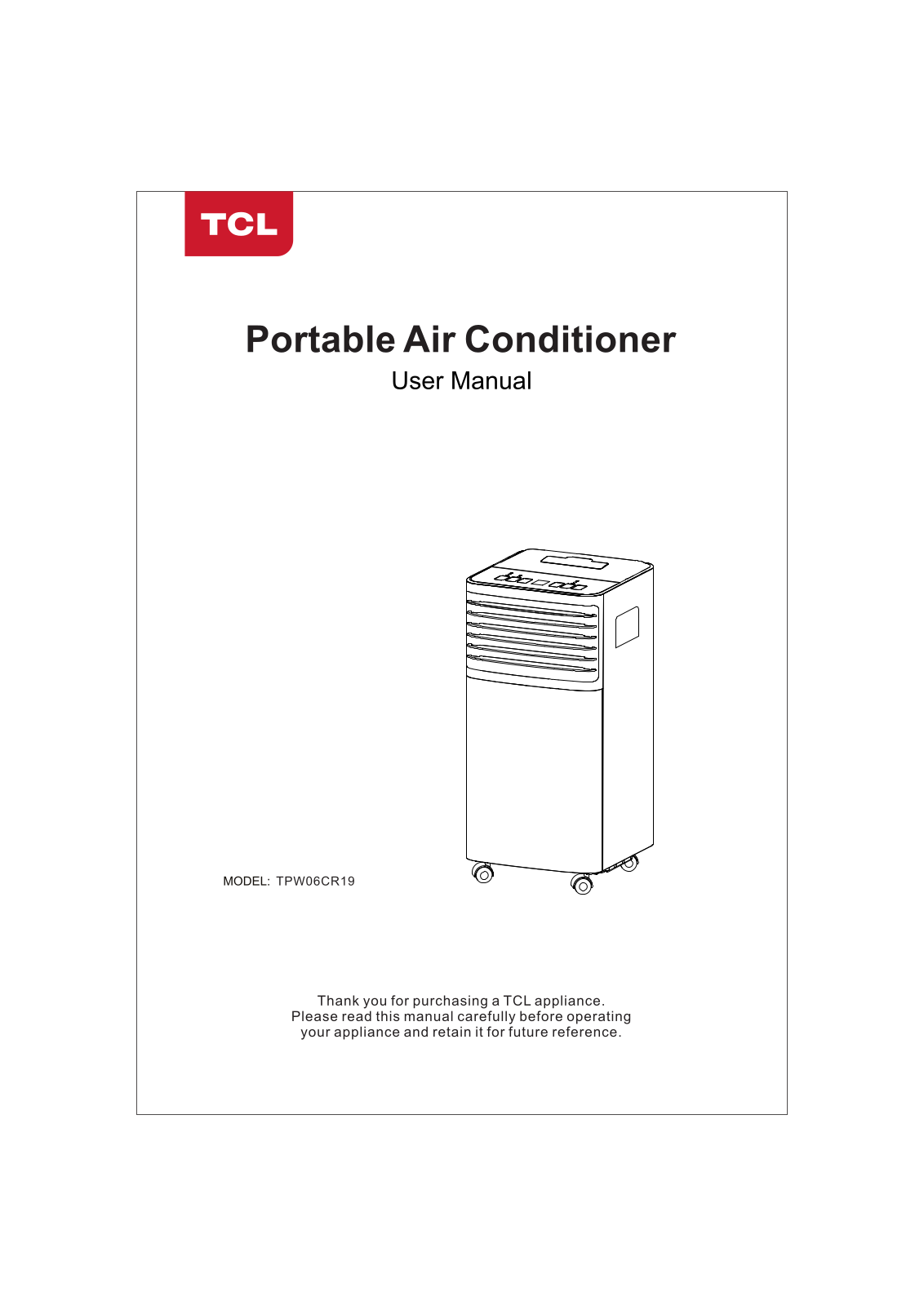 TCL TPW06CR19 Users guide