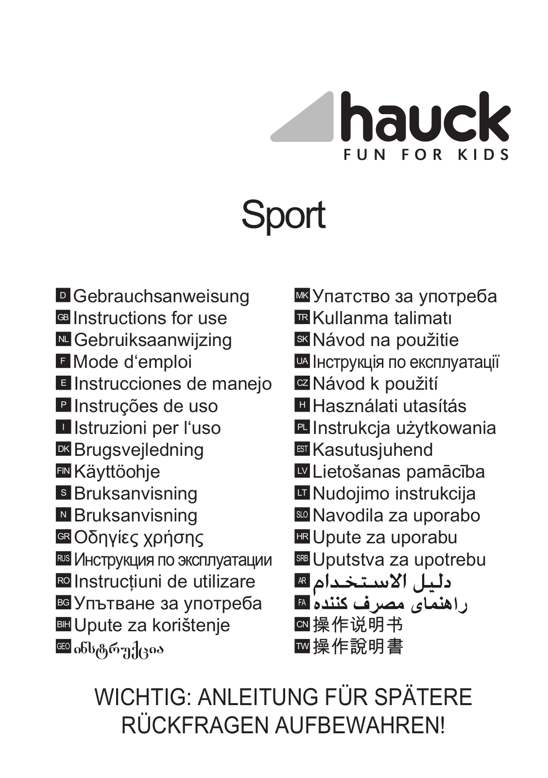 Hauck Sport User Manual