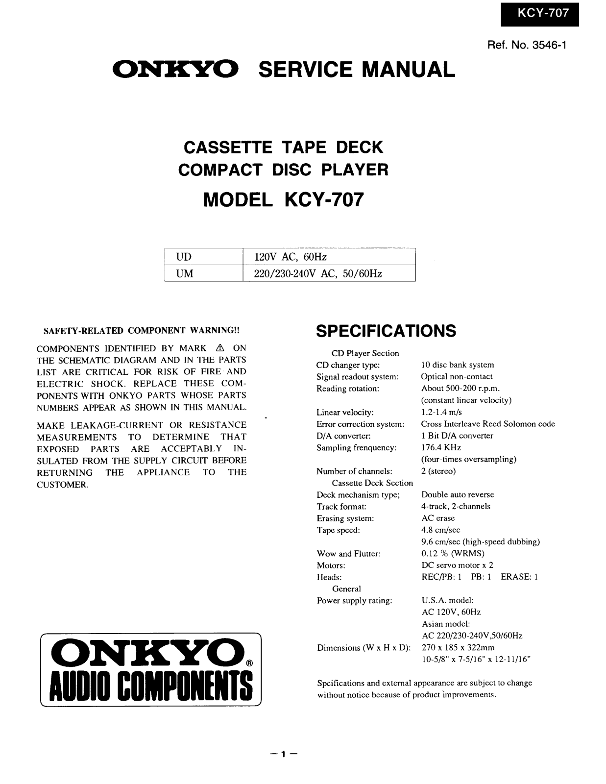 Onkyo KCY-707 User Manual