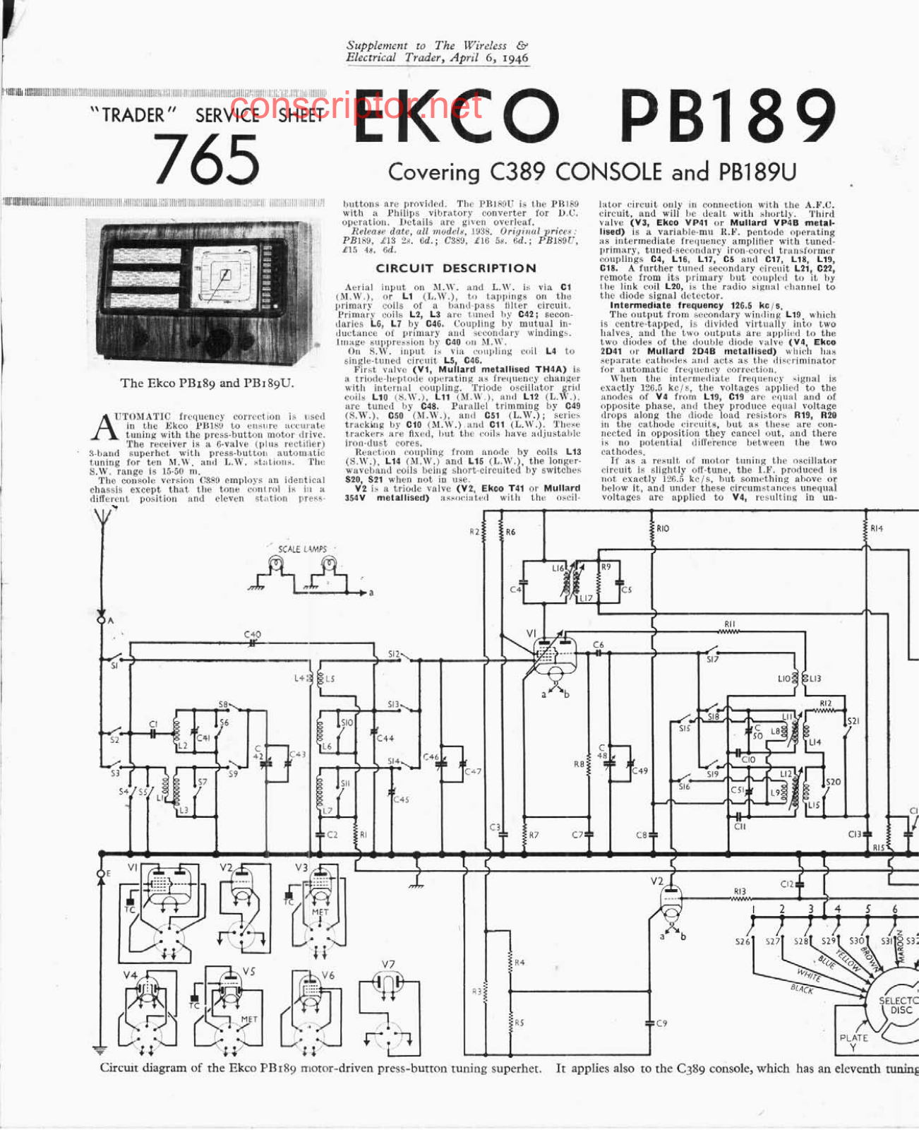 EKCO PB189U, C389 Service manual