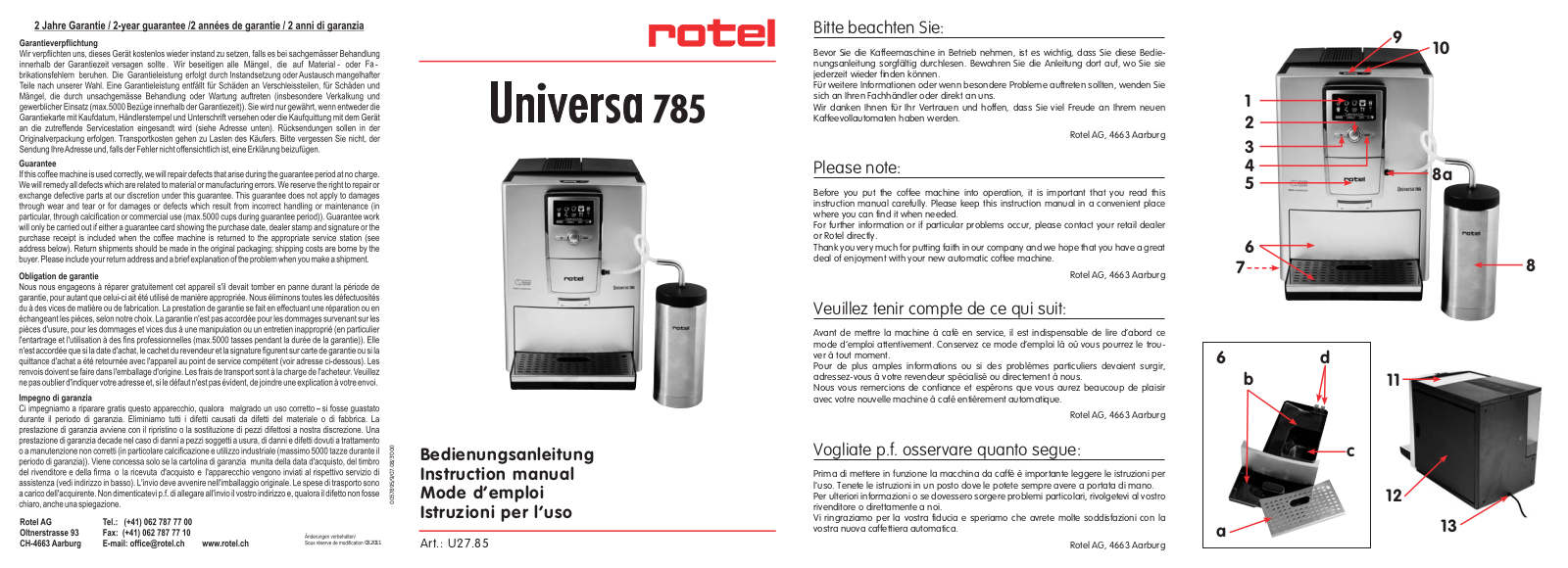 Rotel Universa 785 User Manual