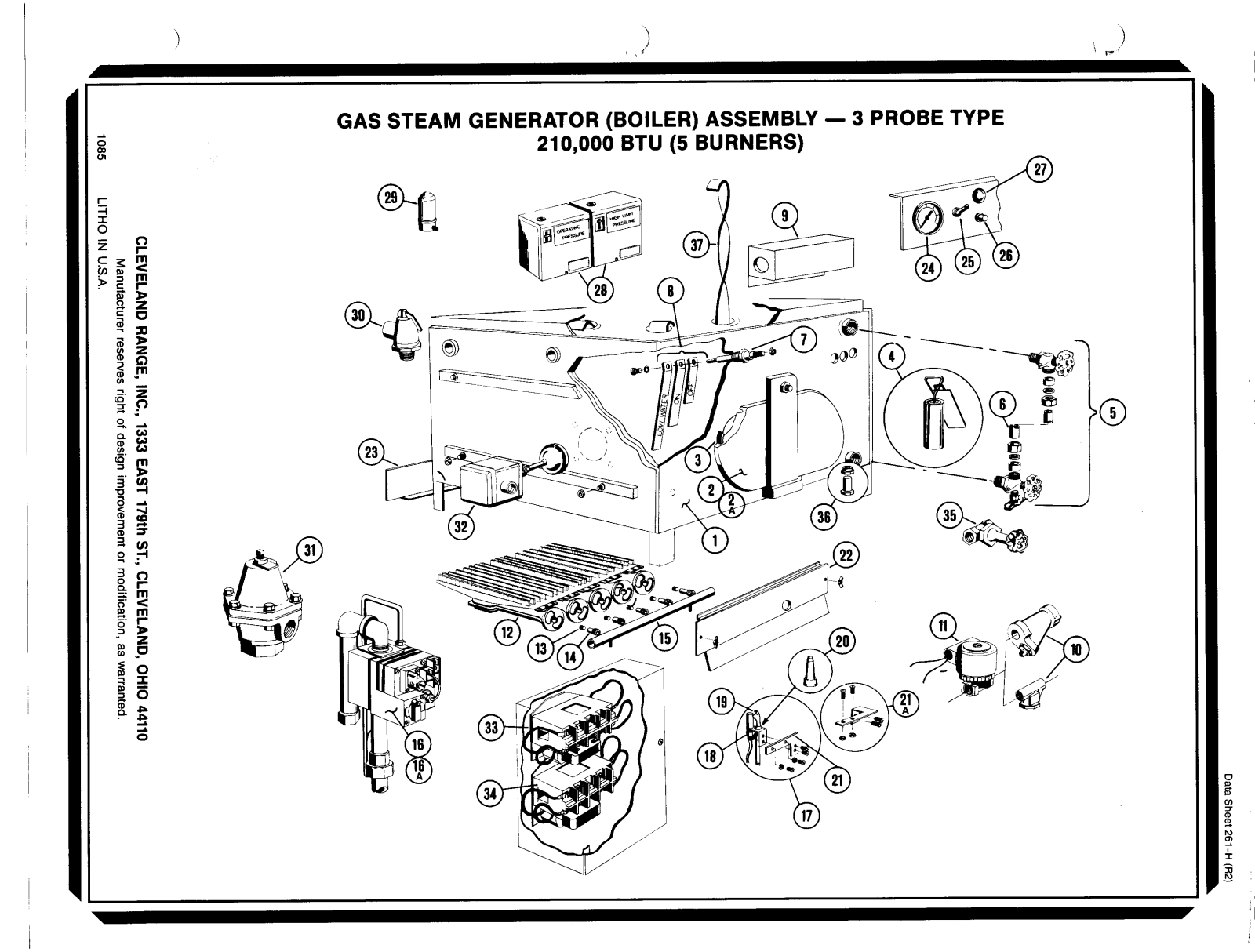 Cleveland PDL-2J Parts List