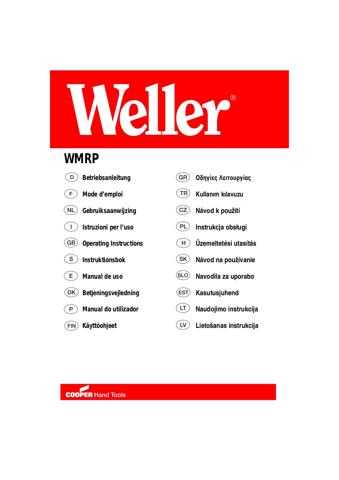 Weller WMRP User guide