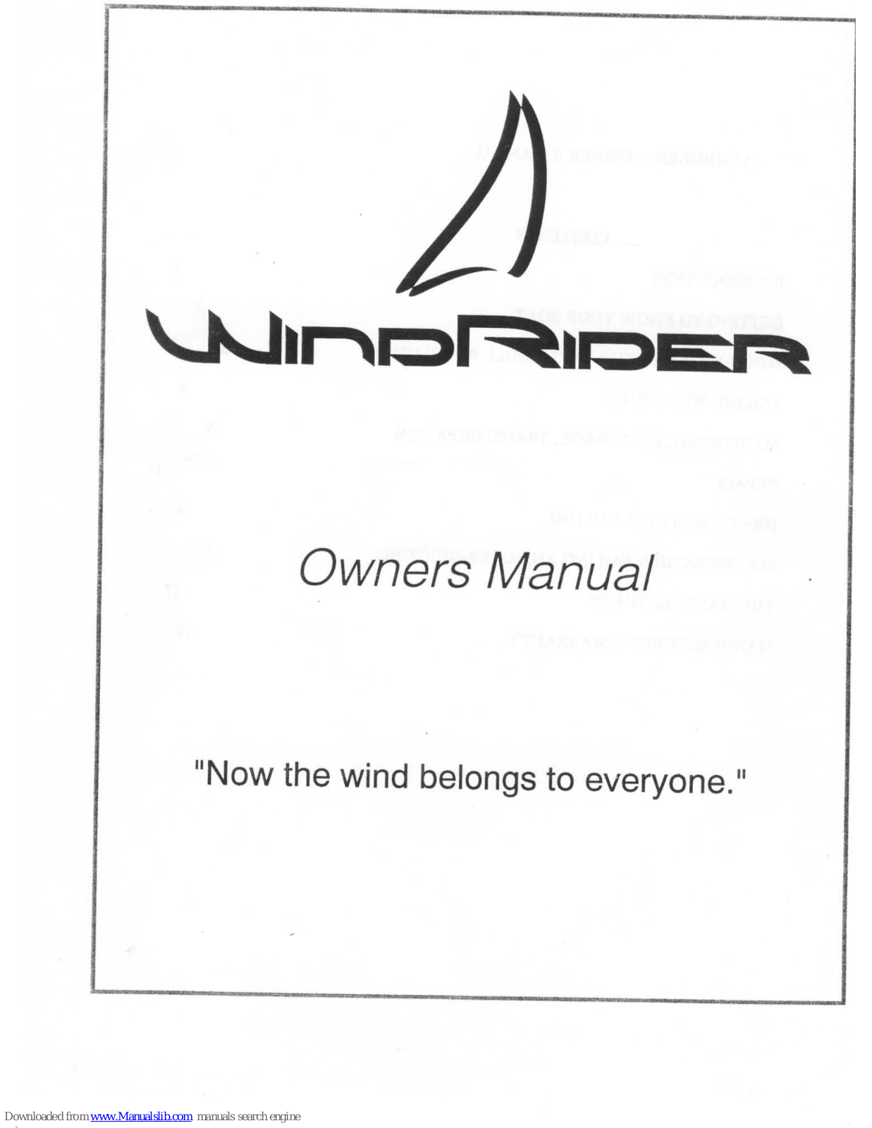 WindRider WR16 Owner's Manual