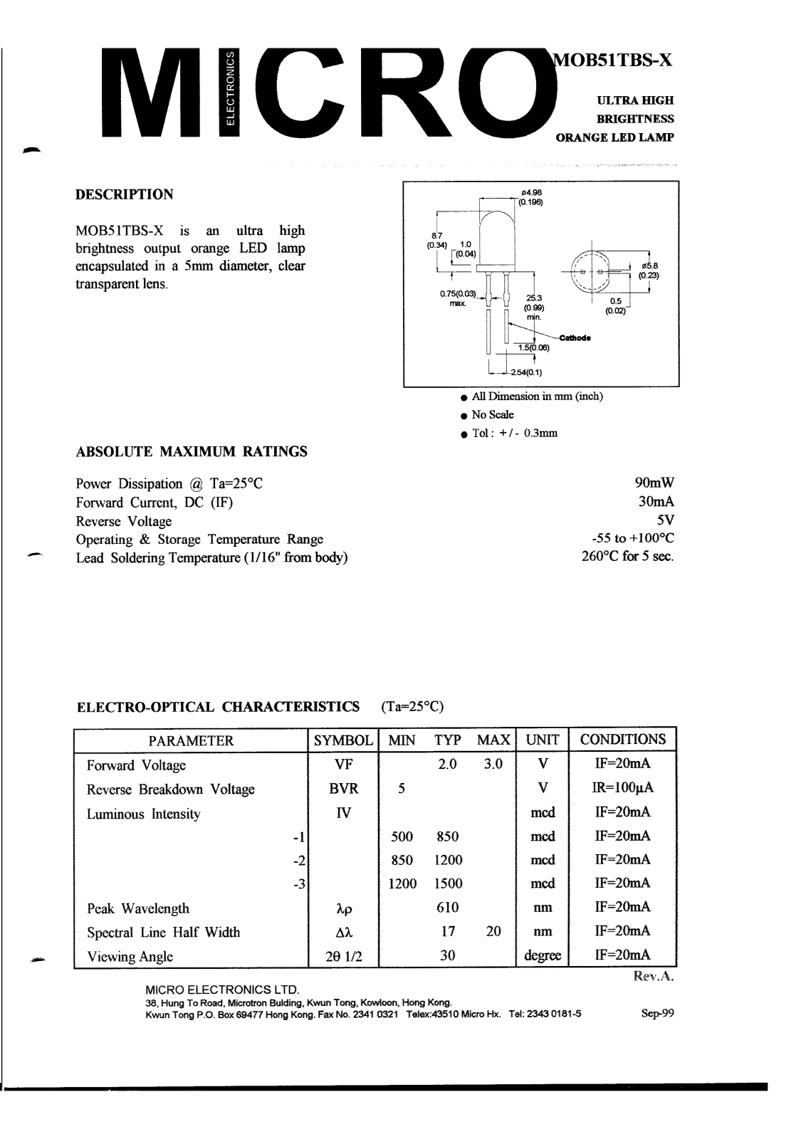 MICRO MOB51TBS-3, MOB51TBS-1, MOB51TBS-2 Datasheet