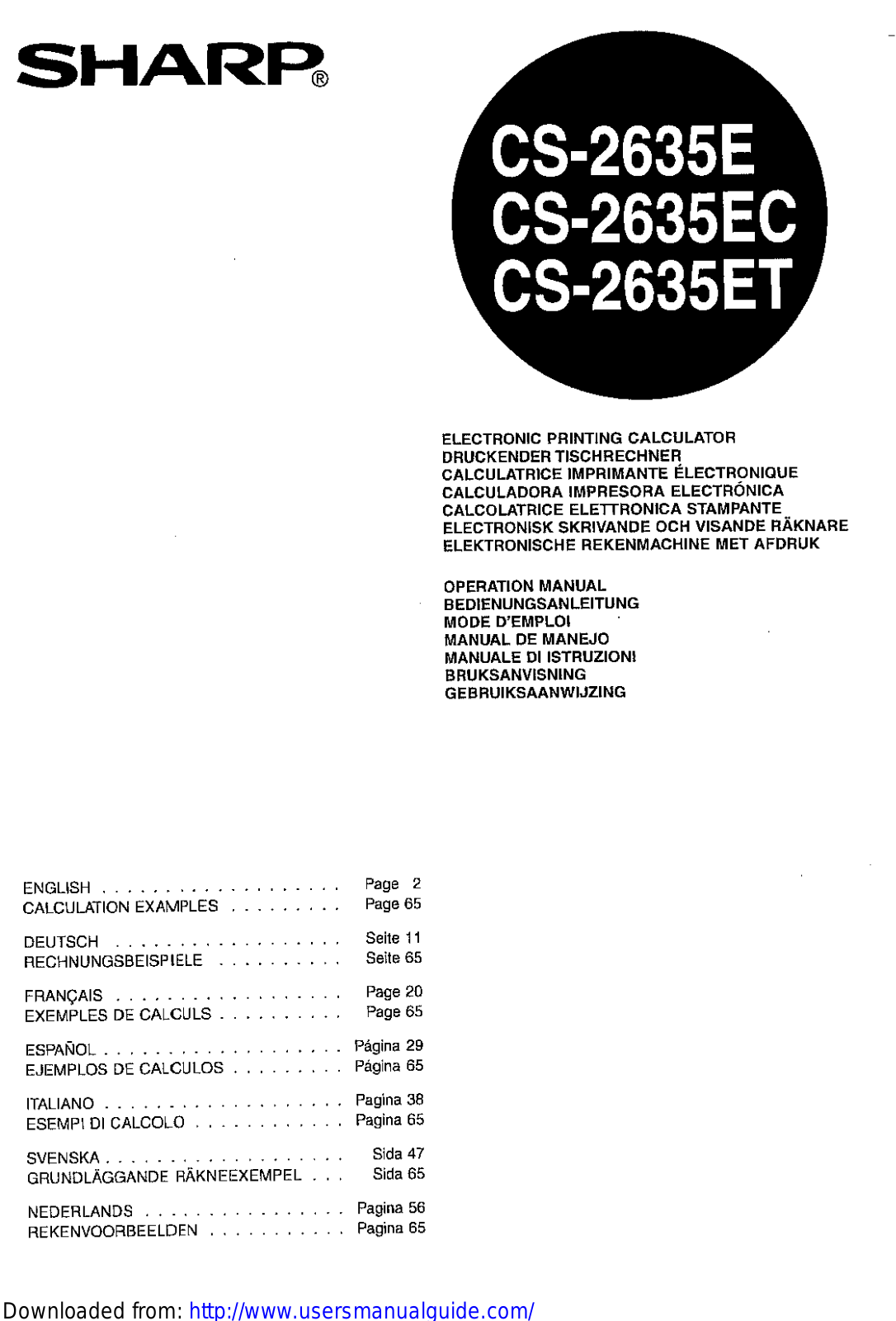 SHARP CS2635E/EC/EC User Manual