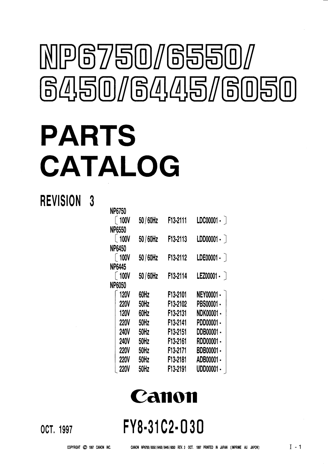 Canon NP-6050 Parts Catalog