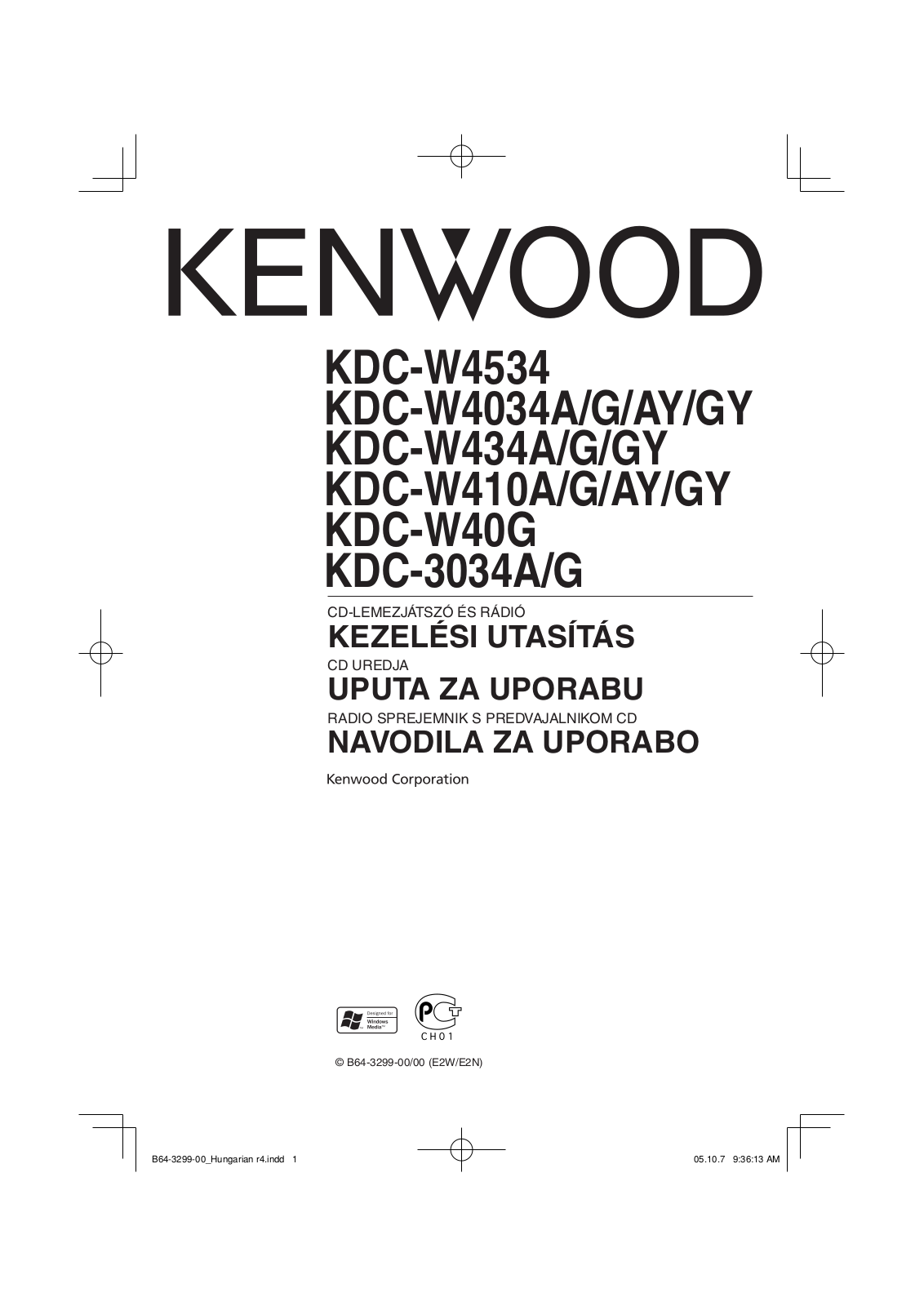 Kenwood KDC-W434, KDC-W4034, KDC-3034, KDC-W4534, KDC-W410 User Manual