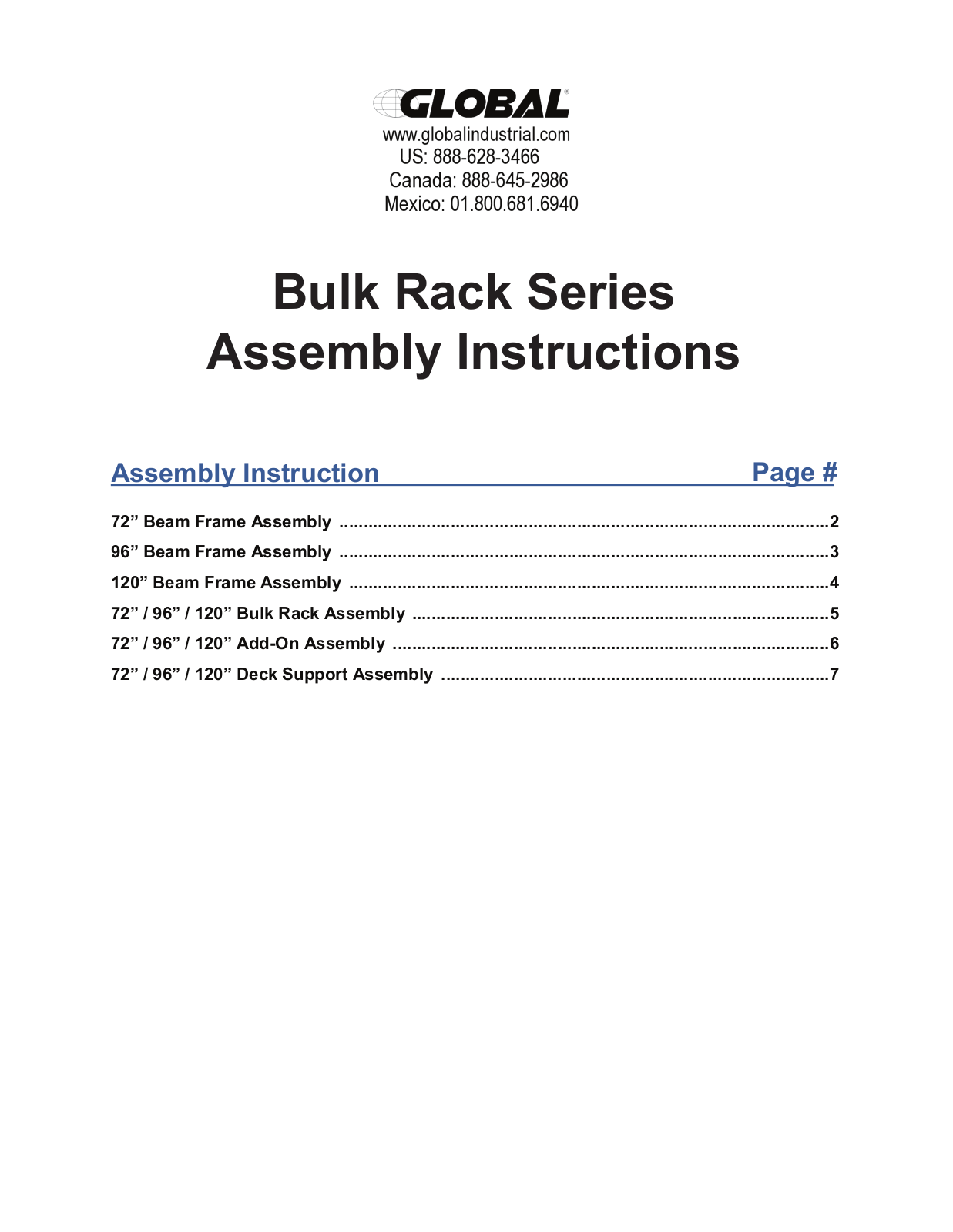 Global Industrial 711285 User Manual