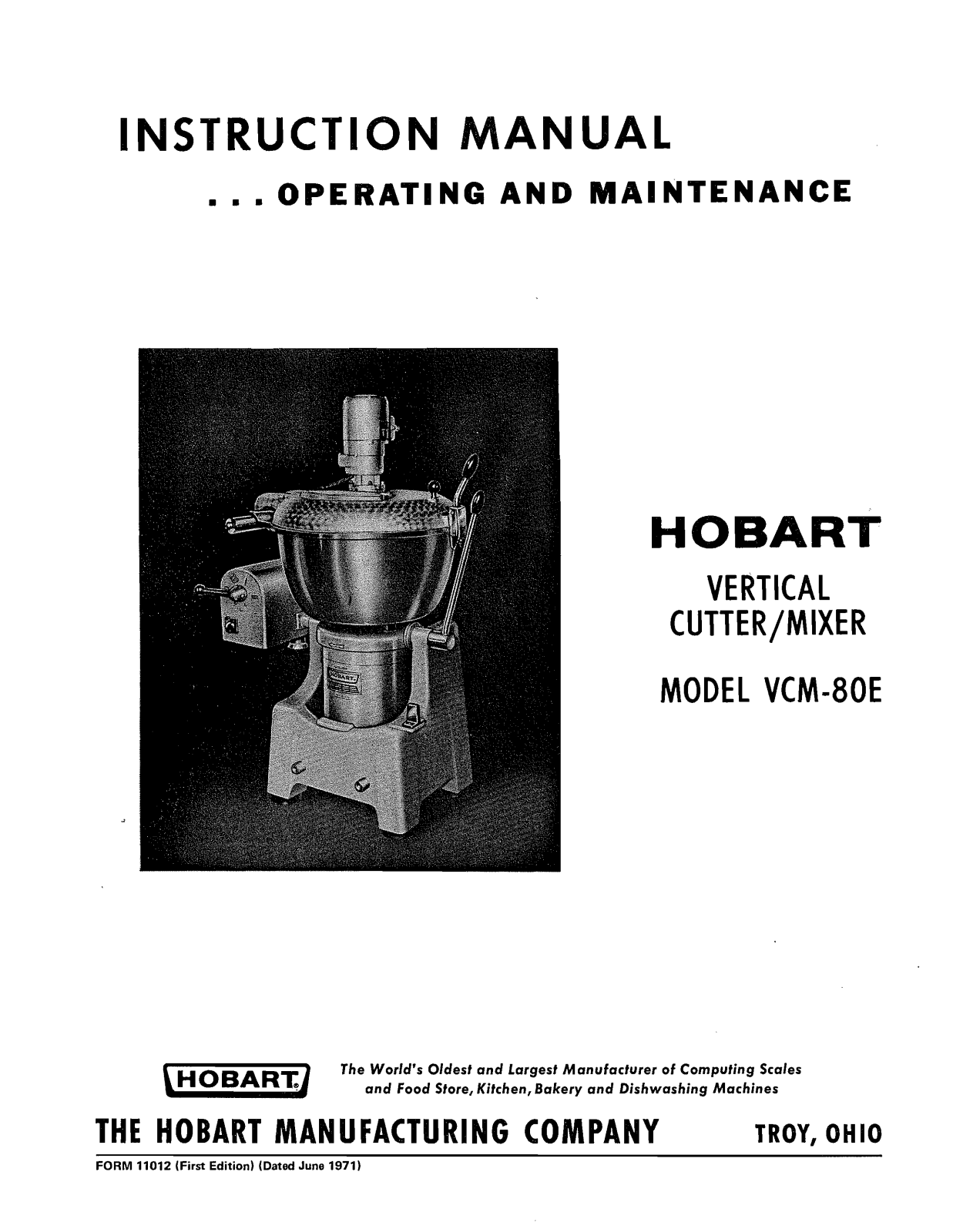Hobart VCM-80E Installation Manual