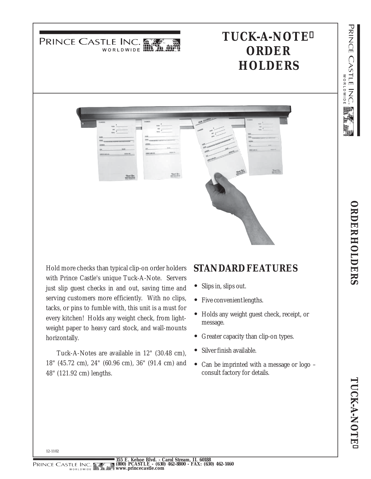 Prince Castle 48-S, TUCK A NOTE User Manual