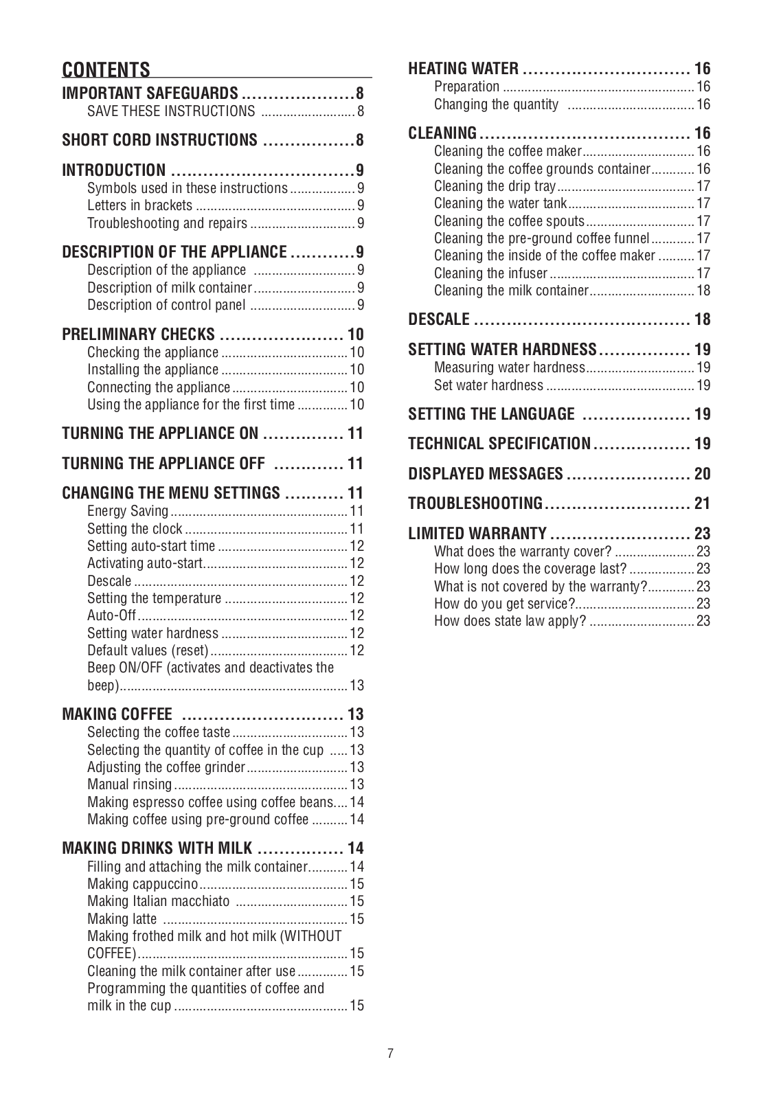 DELONGHI ESAM 6620 Installation  Manual