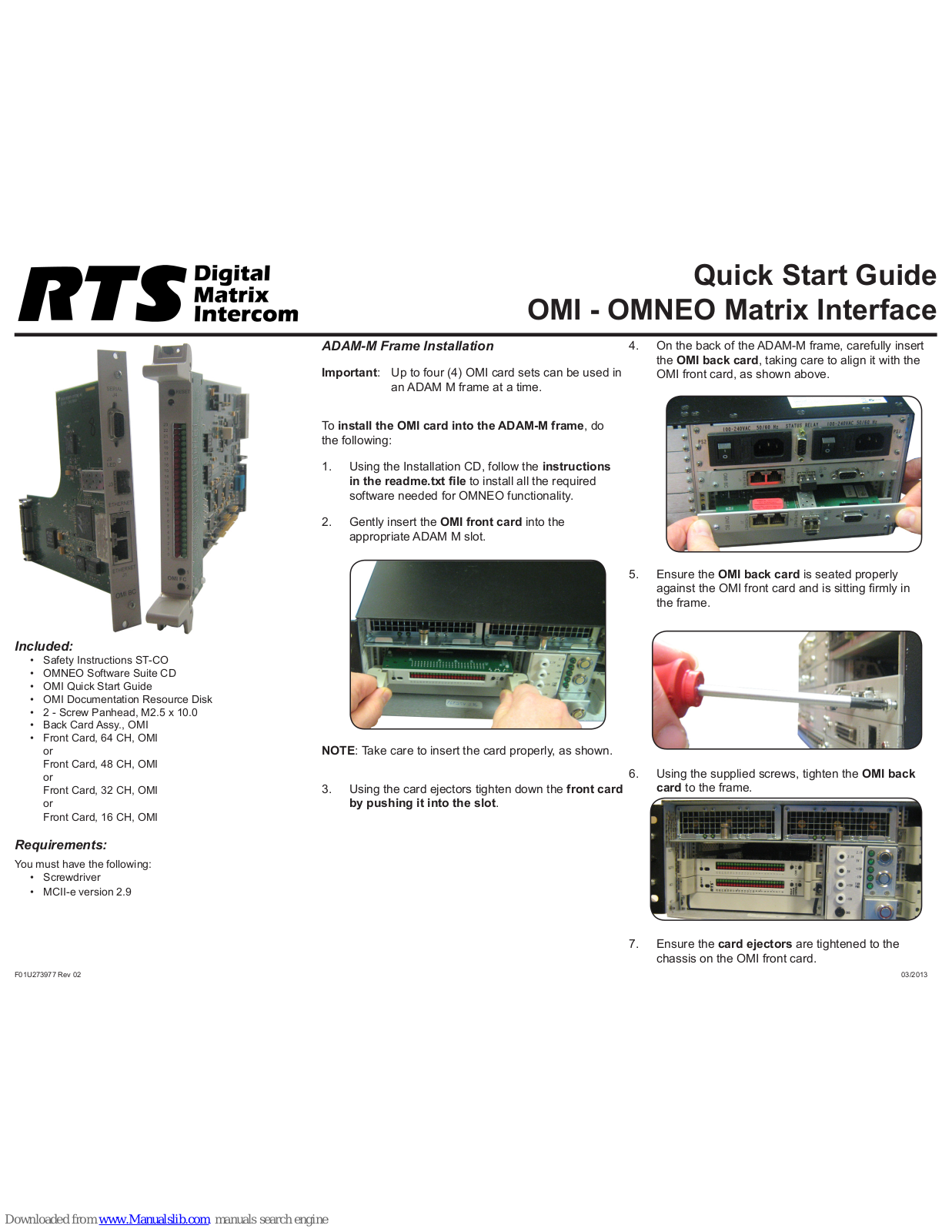 RTS OMI, OMNEO Quick Start Manual