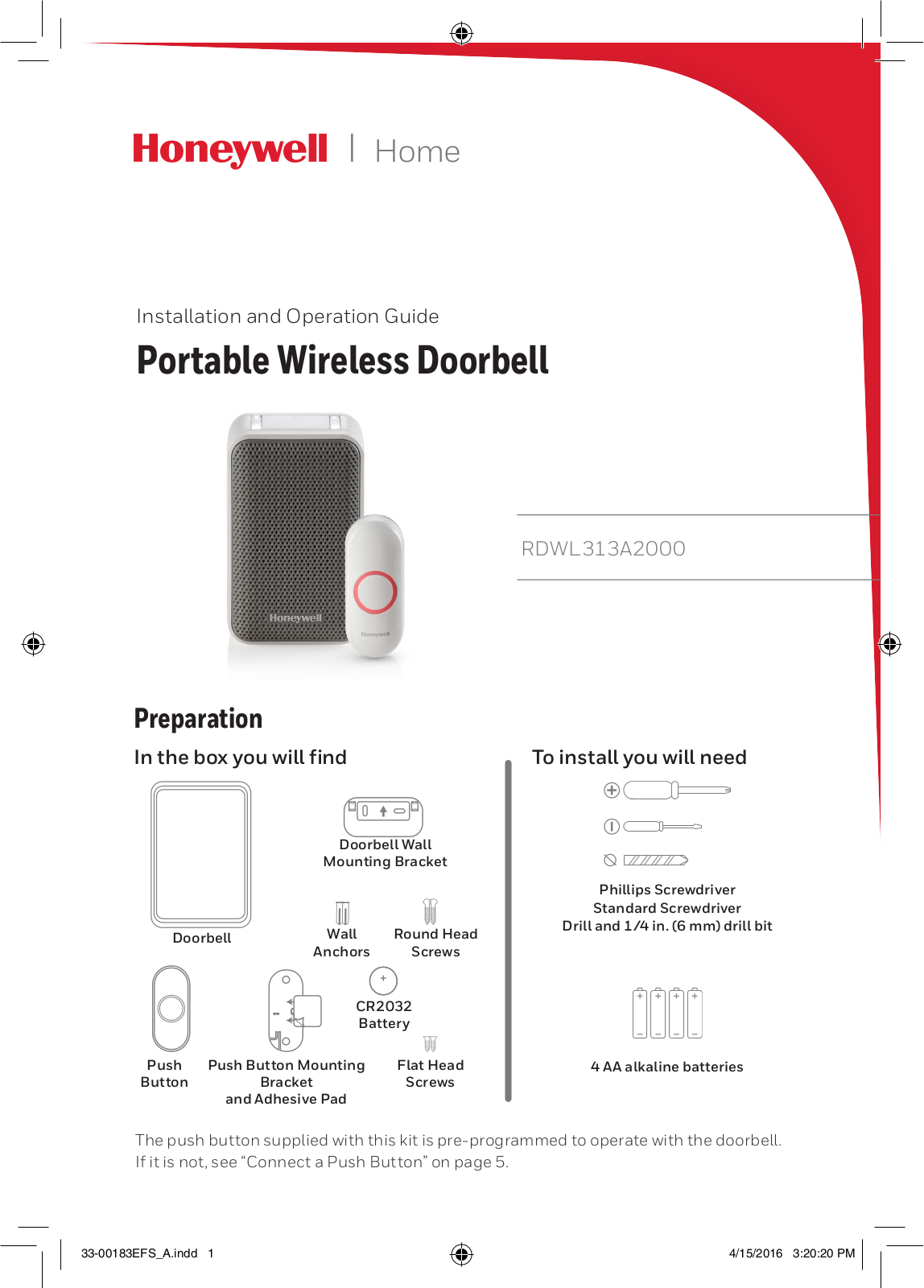 Ademco RDWL313A User Manual