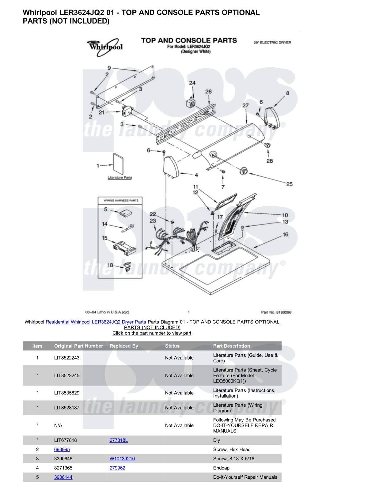 Whirlpool LER3624JQ2 Parts Diagram