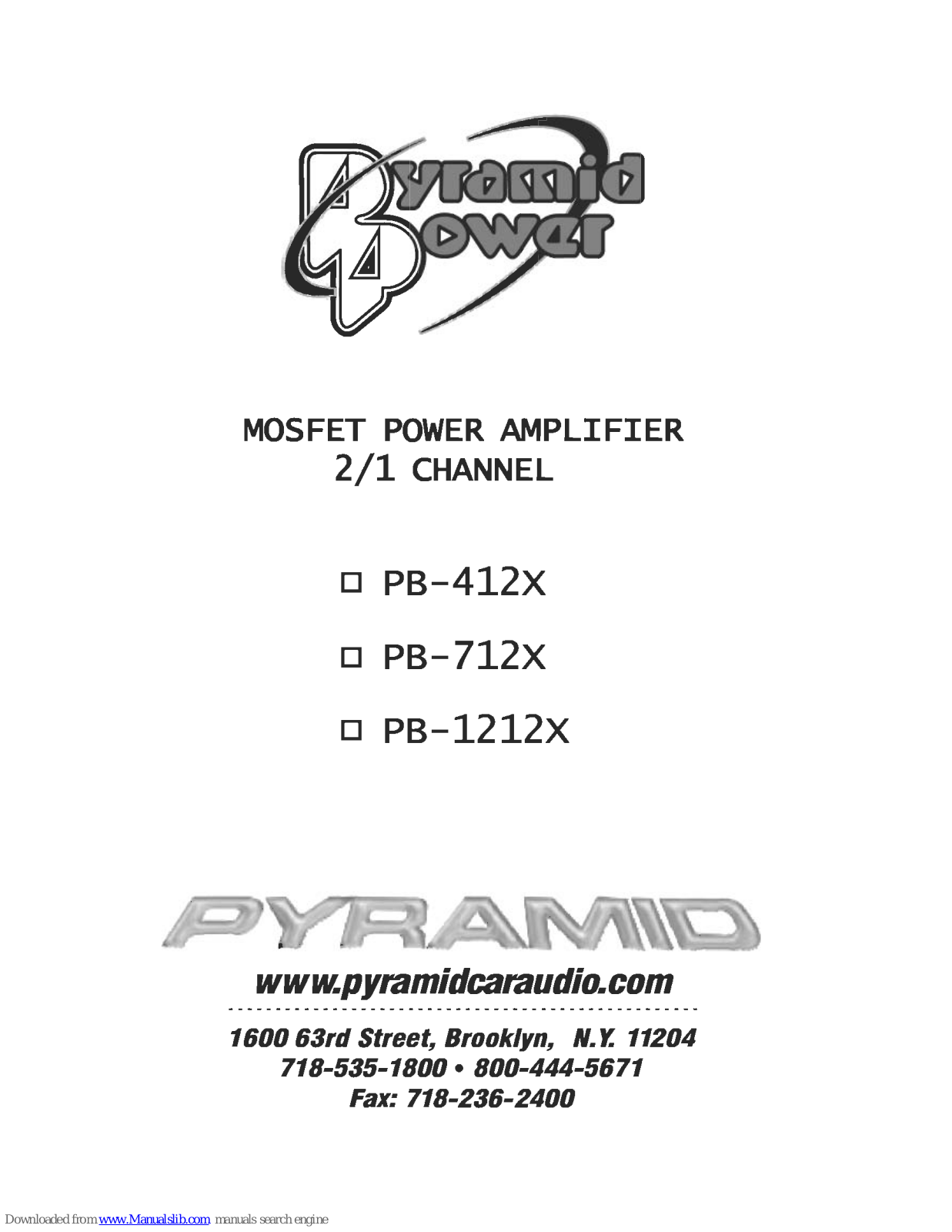 Pyramid PB1212SX, PB412SX, PB-1212X, PB-412X, PB-712X User Manual - ManualMachine.com