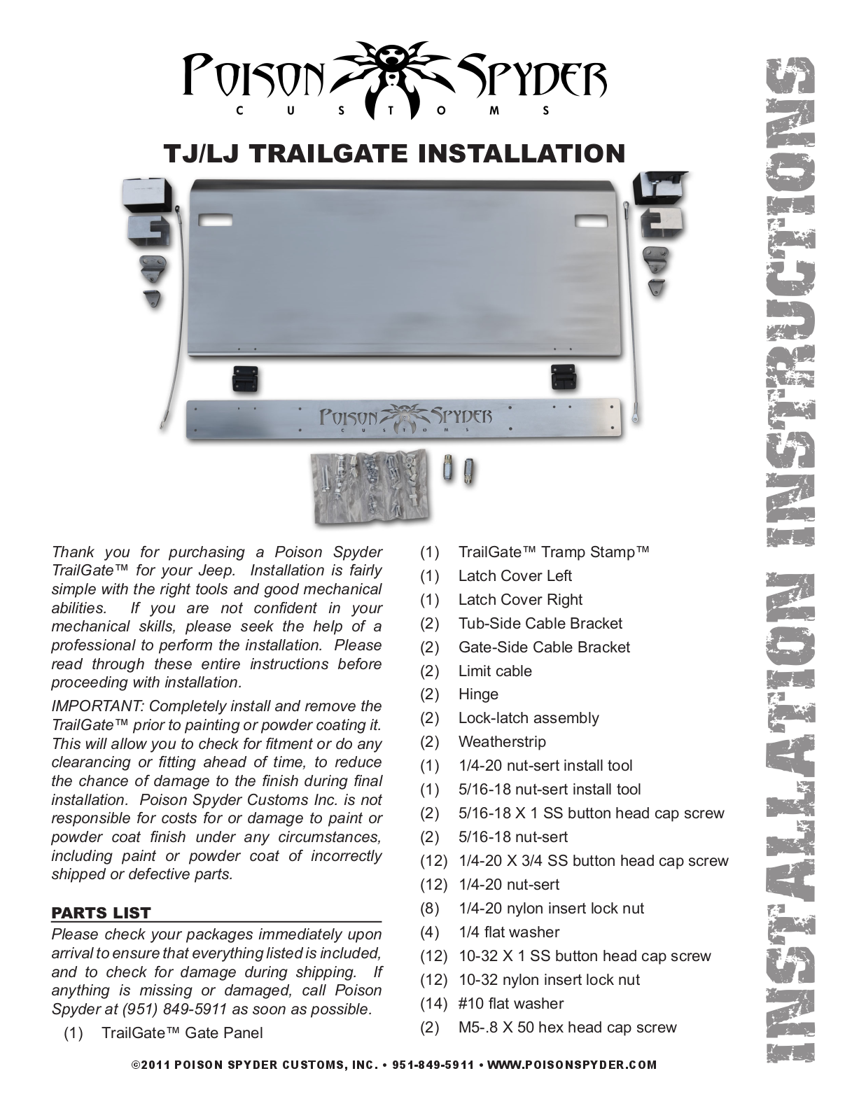 Poison Spyder LJ TRAILGATE User Manual