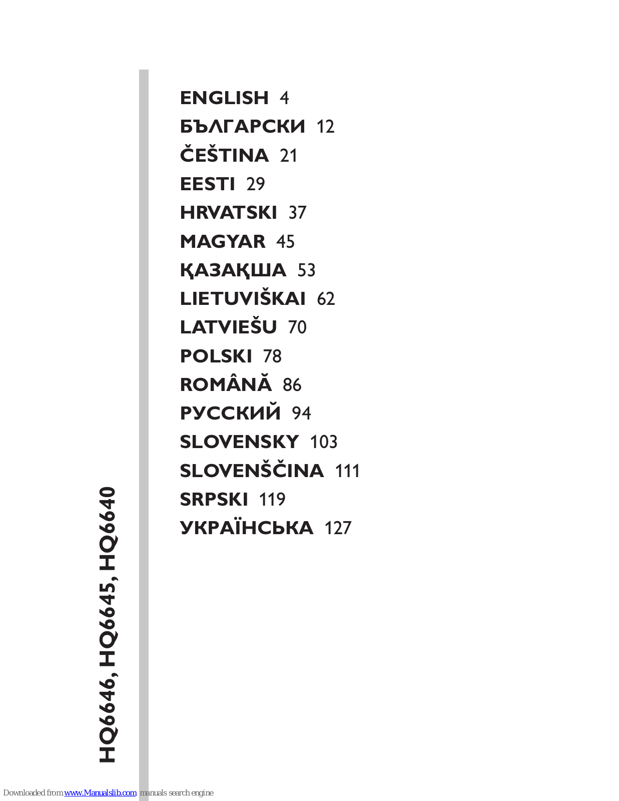 Philips HQ6646/16, HQ6640/30, HQ6645/16, HQ6640/16, HQ6645/33 User Manual