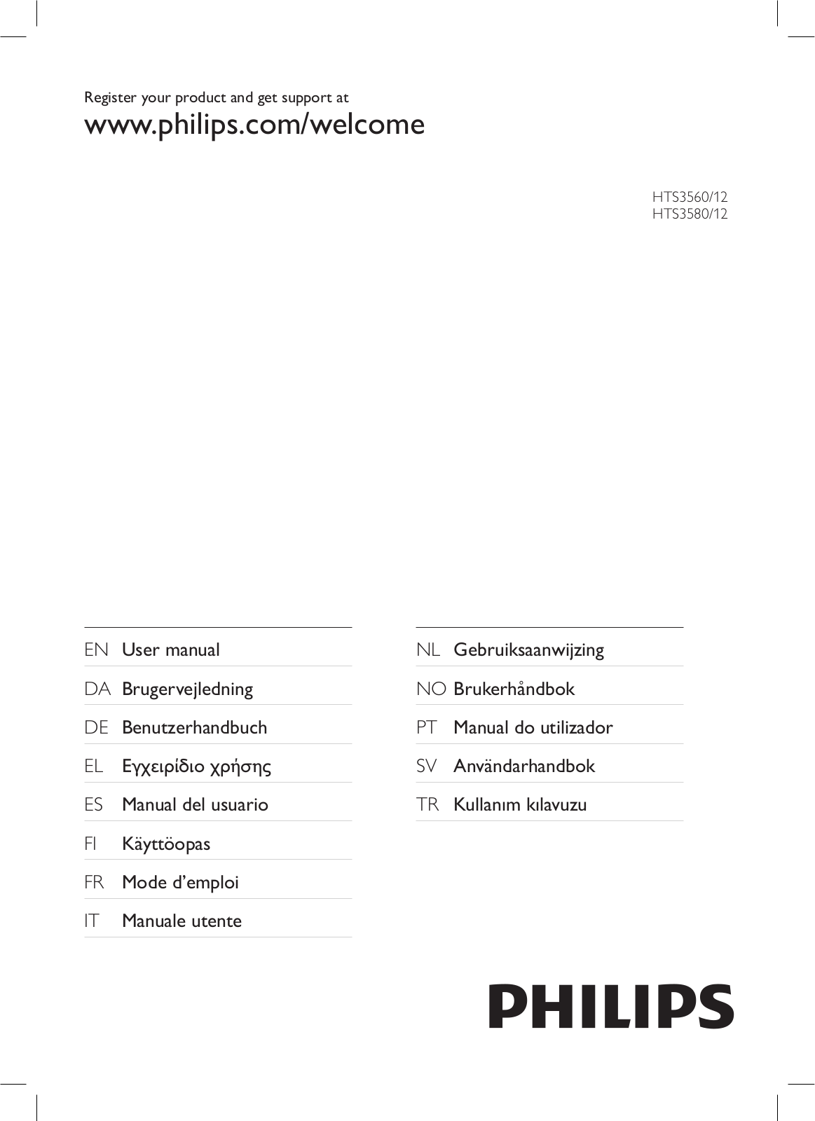 PHILIPS HTS3560, HTS3580 User Manual