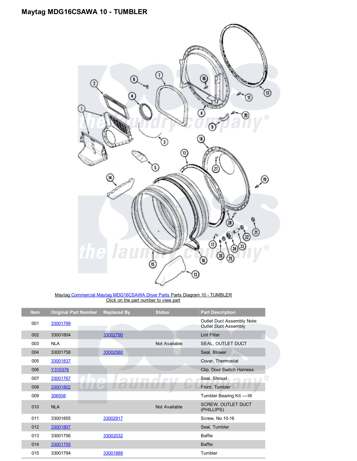 Maytag MDG16CSAWA Parts Diagram