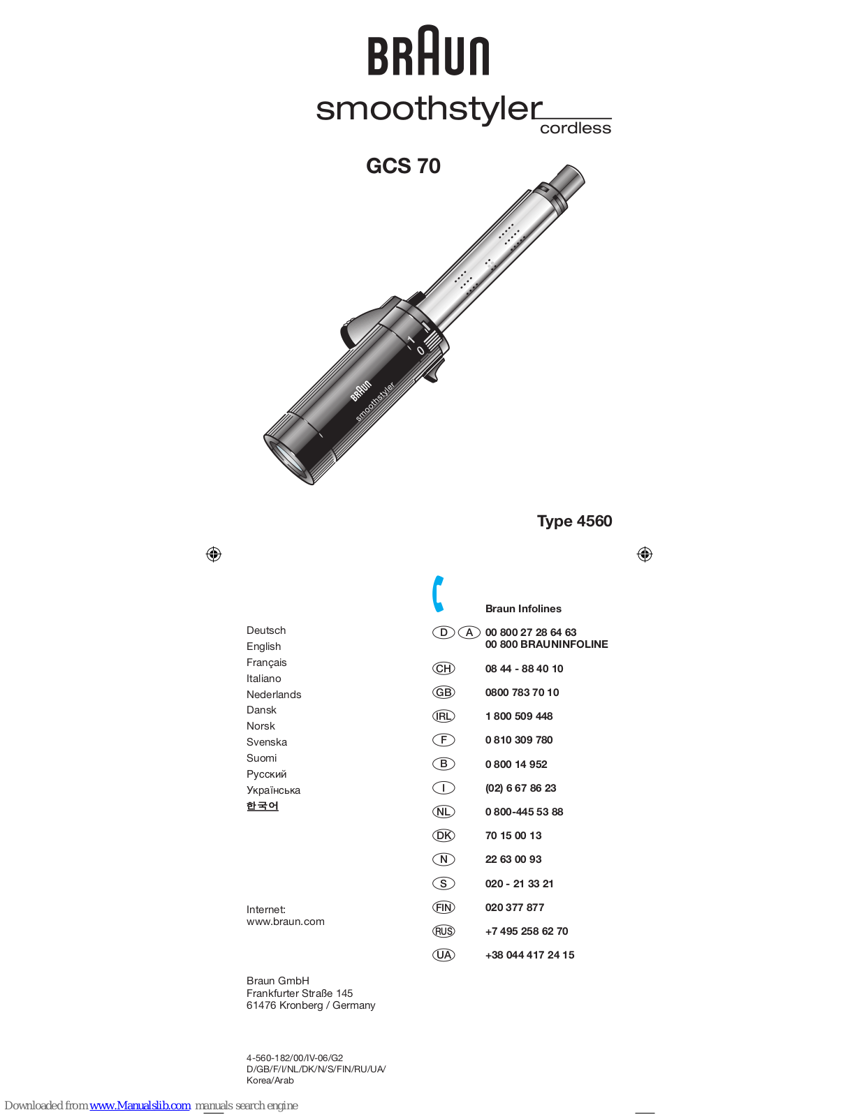 Braun smoothstyler GCS 70 User Manual