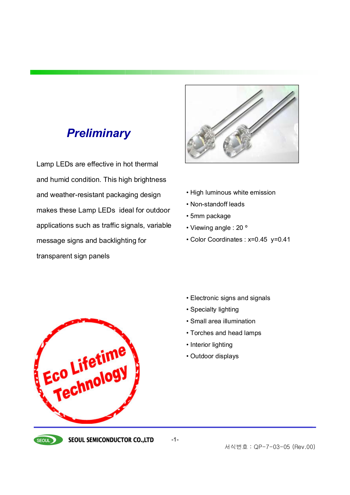 SEOUL SEMICONDUCTOR LM520A User Manual