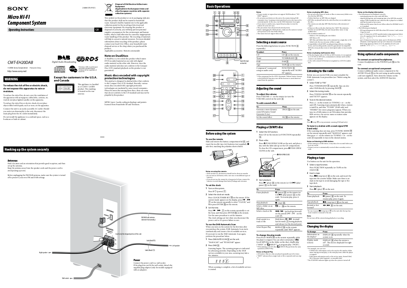 Sony CMT-EH20DAB User Manual