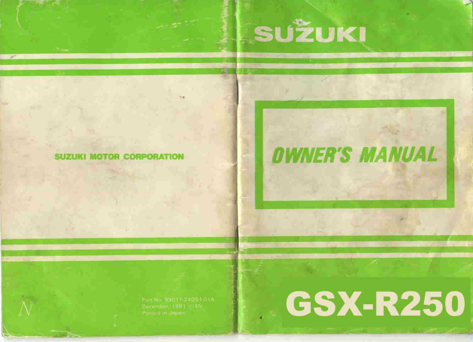 Suzuki GSX R250 1989 Owner's manual