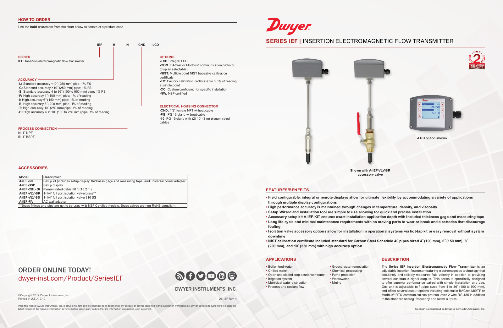 Dwyer Instruments IEF Specifications