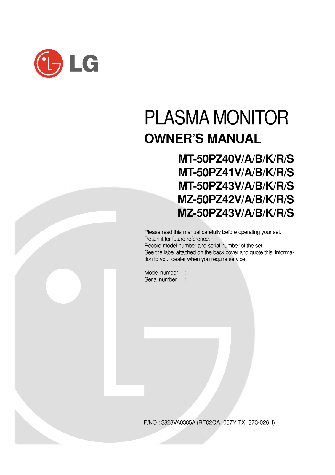 LG MT-50PZ41M User Manual