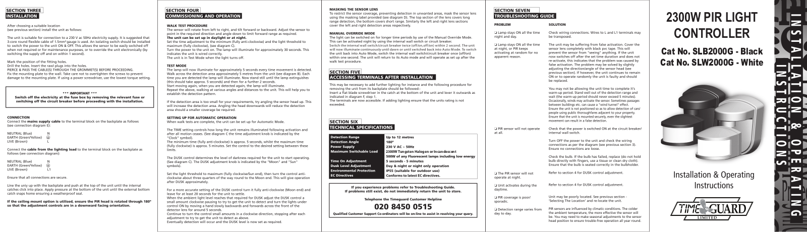 Timeguard SLW2000G User Manual