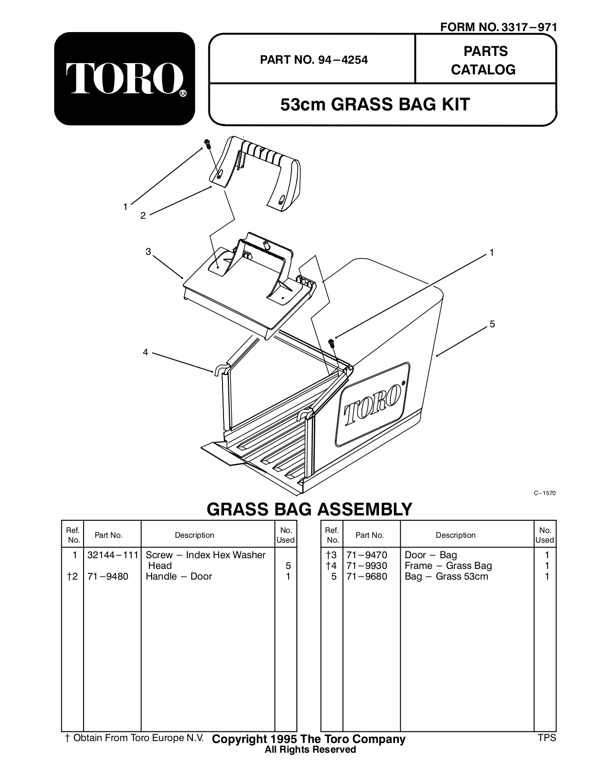 Toro 94-4254 Parts Catalogue