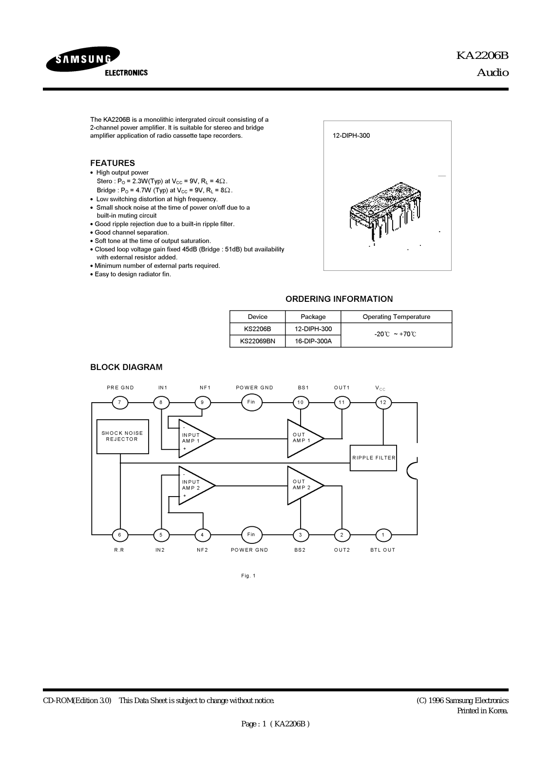 Samsung KS2206B, KS22069BN Datasheet