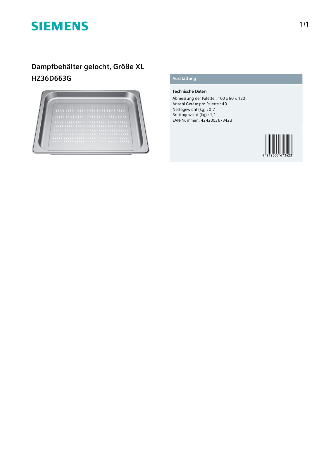 Siemens HZ36D663G User Manual