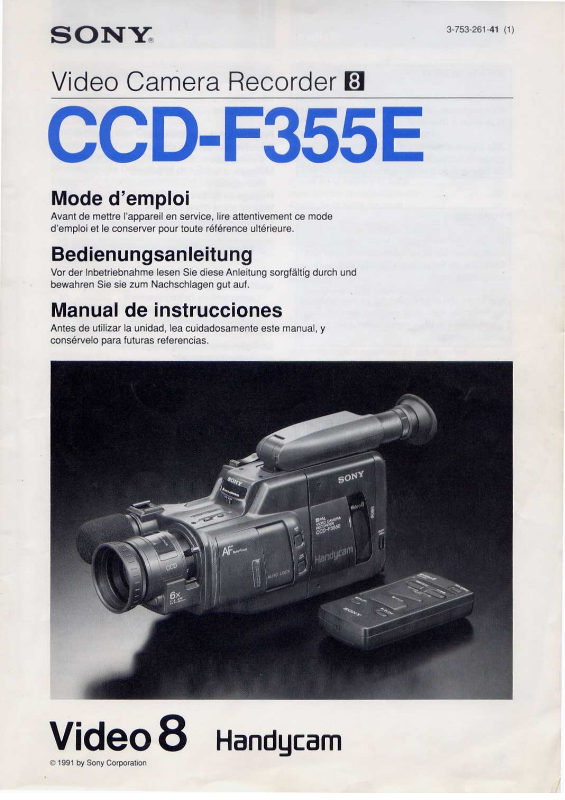 SONY CCD-F355E User Manual