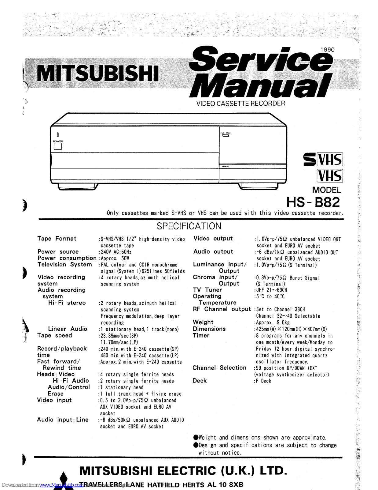 Mitsubishi HS-B82 Service Manual