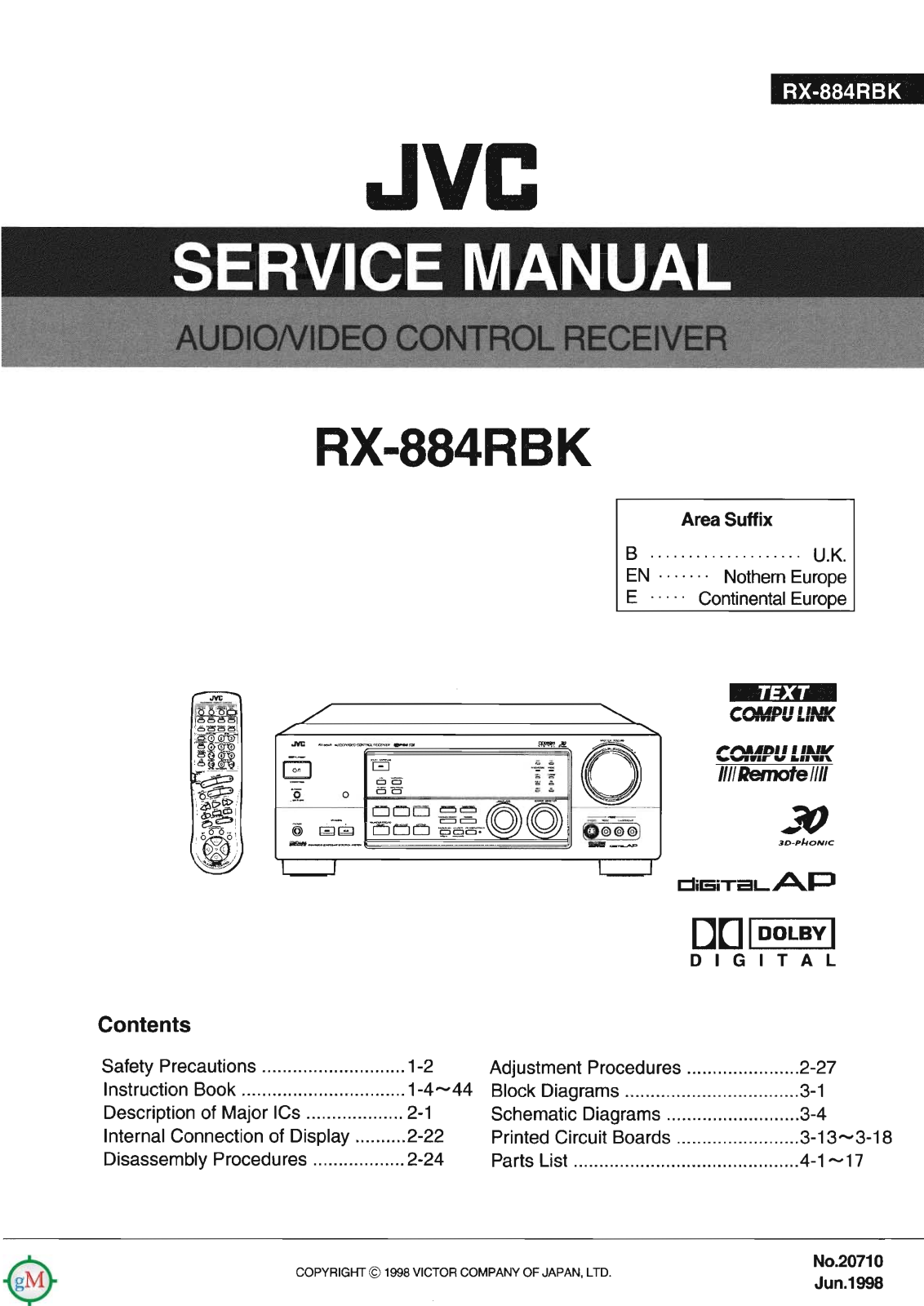 Jvc RX-884-RBK Service Manual