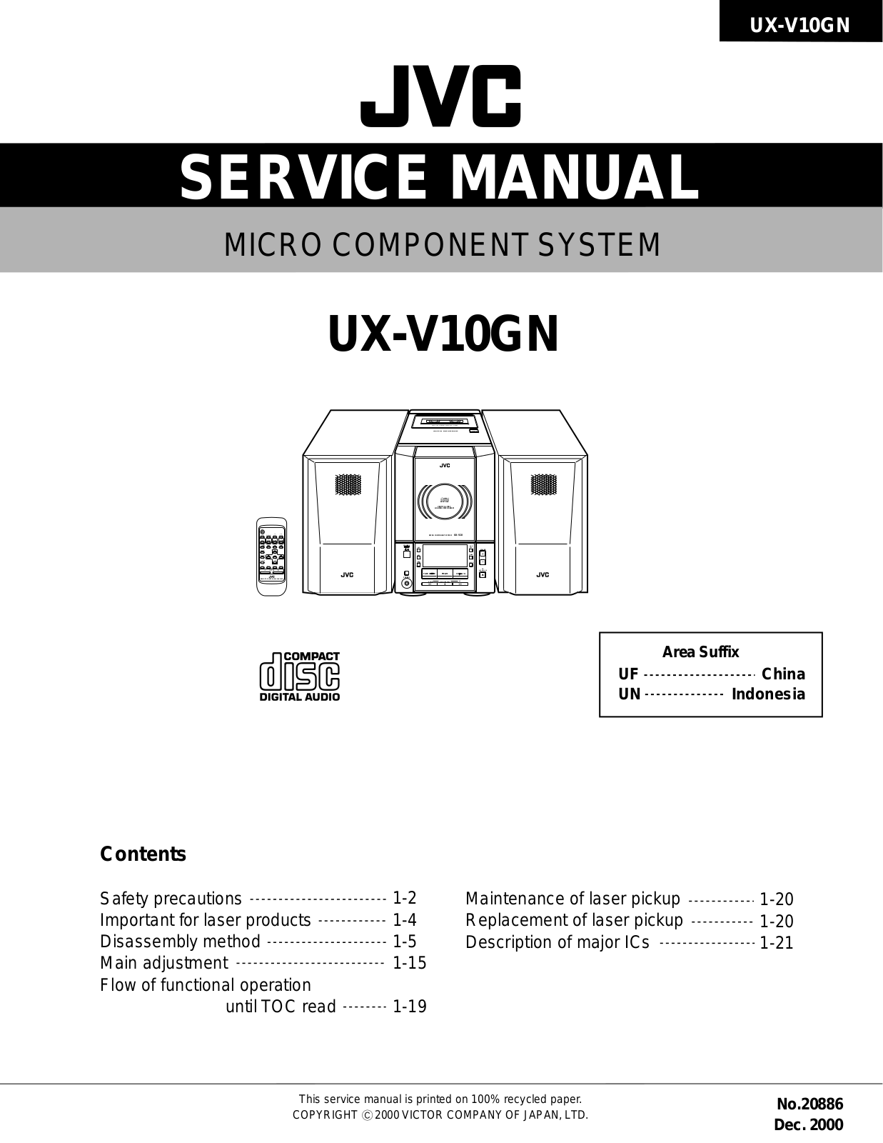 JVC UXV-10-GN Service manual