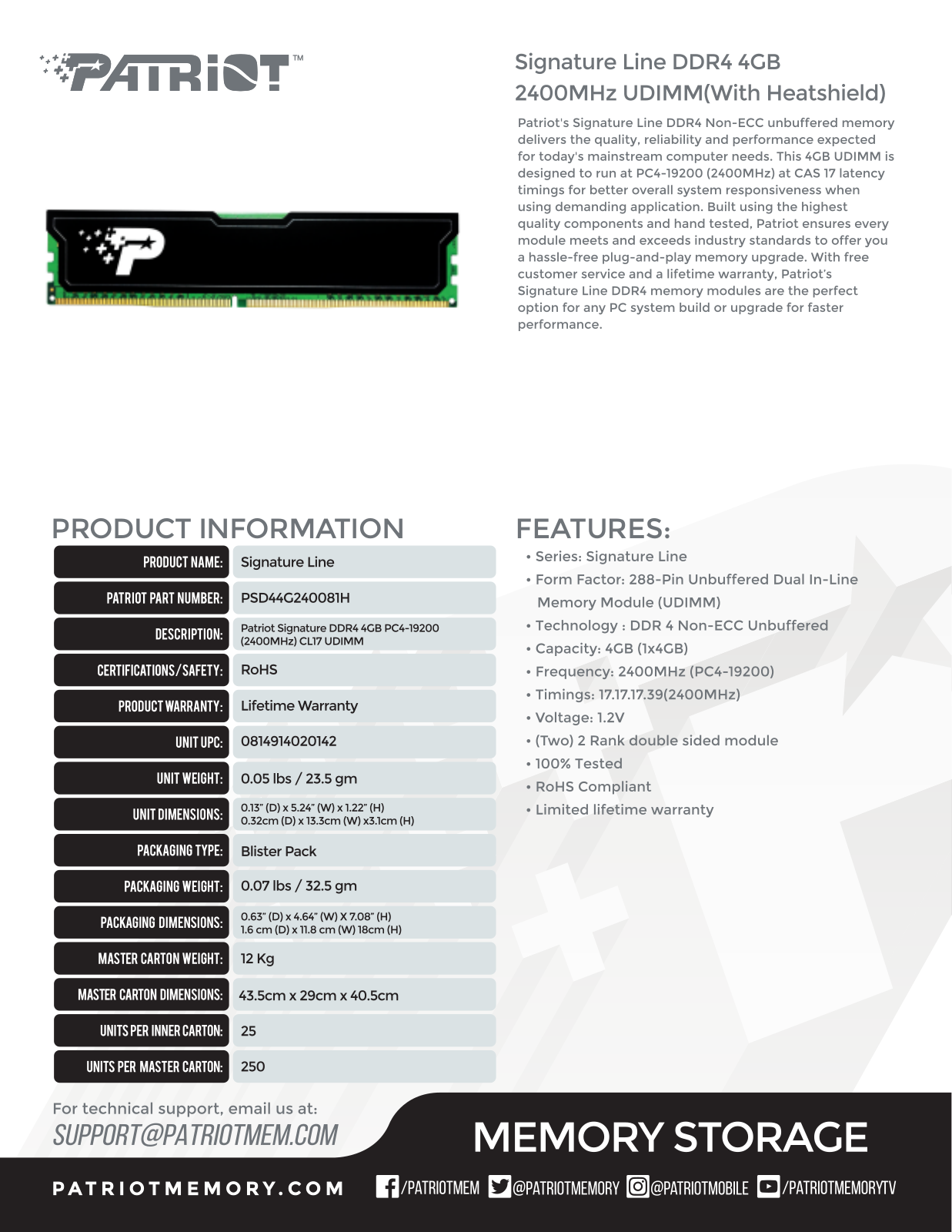 Patriot PSD44G240081H User Manual