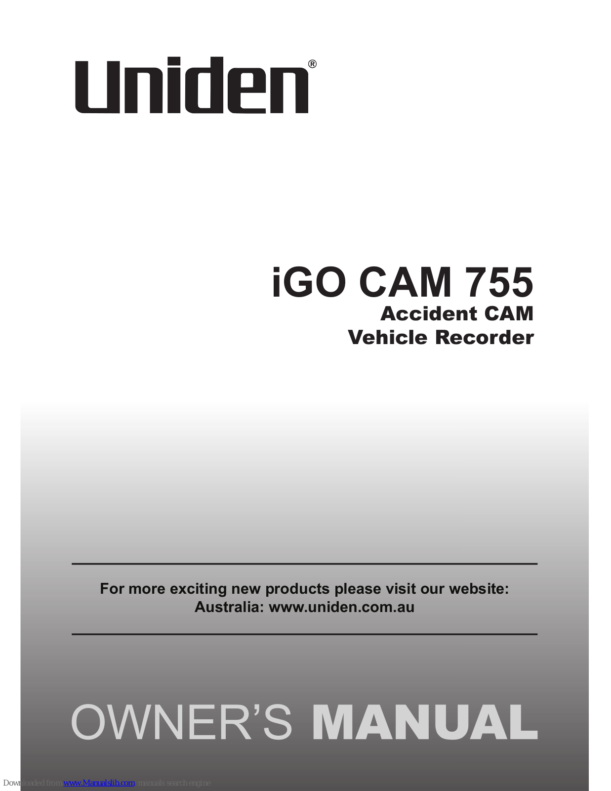 Uniden iGO CAM 755 Owner's Manual