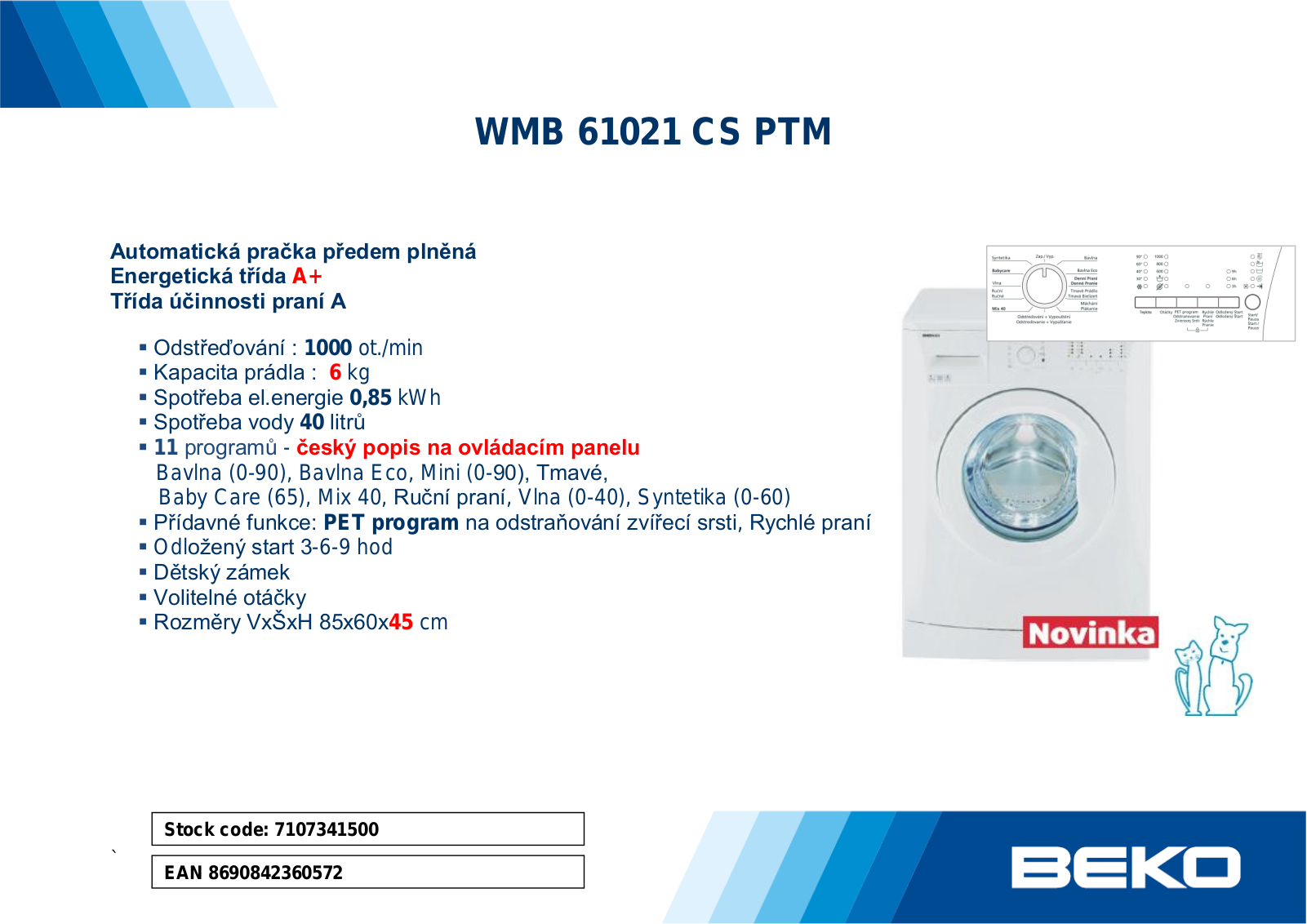 Beko WMB 61021 CS PTM User Manual